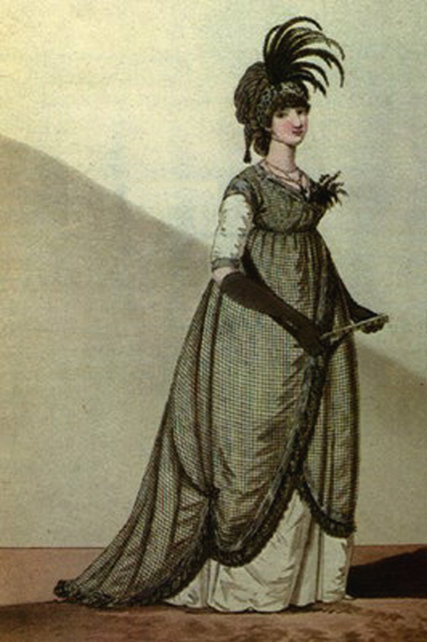 dAfternoon (half-mourning black gloves) dress May 1798